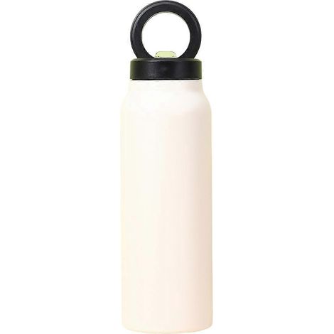 Weiße isolierte Wasserflasche mit magnetischer Handyhalterung