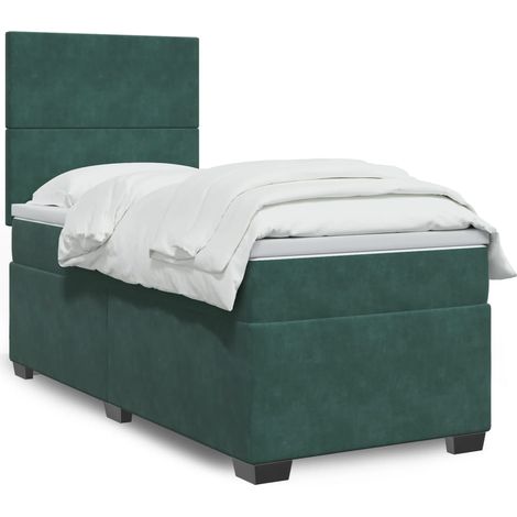 Cama box spring con colchón terciopelo verde oscuro 90x190 cm vidaXL (1/5)