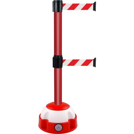 Poteau Alu Rouge à double sangle Rouge/Blanc hachuré 3m x 50mm sur socle Balise - 2900102 (1/3)
