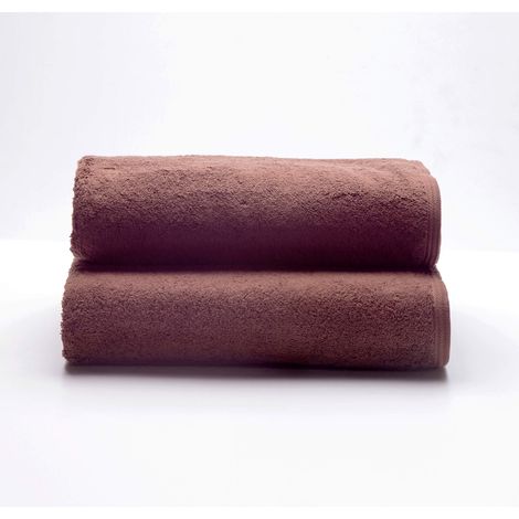 Lot de 2 Serviettes de Douche, Couleur Marron, 100% Coton, 550 g/m² (1/4)