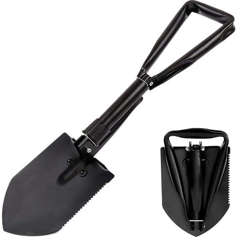 Pelle pliante en acier inoxydable - Pelle pliable - Camping - Pelle extra stable en acier au carbone - Avec sac de transport - Pour voiture, urgence, tourisme sac à (1/5)