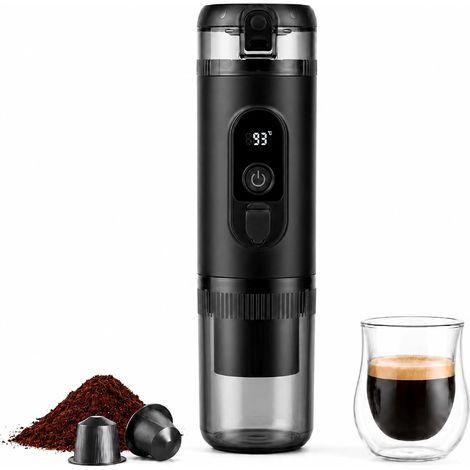 Machine à café portable 2‑en‑1, compatible capsules et café moulu  Auto‑chauffante, alimentation USB‑C, mini cafetière expresso adaptée au voyage, camping, voiture et bureau (1/5)
