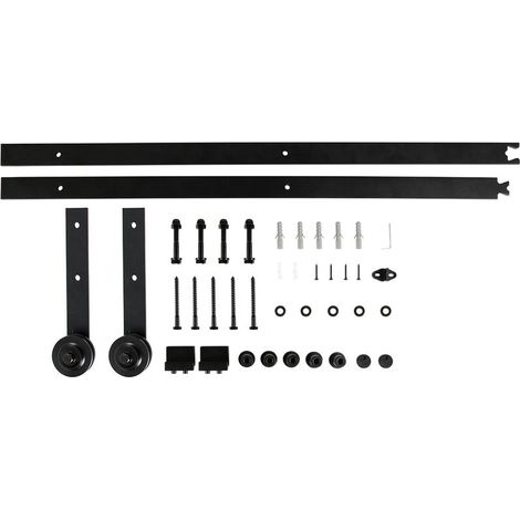 Ferrure de porte coulissante Porte suspendue 200cm pour grange Porte simple Système porte coulissante Rail de suspension de porte (1/5)