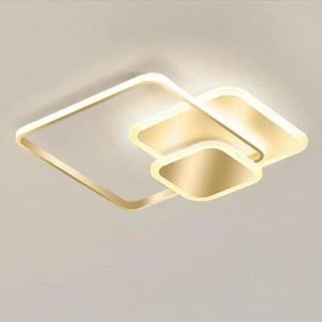 TrAdE Shop Traesio - Plafoniera Luce Naturale Led Quadrata 50w Lampadario A Soffitto Oro Moderno 50071 - (1/5)