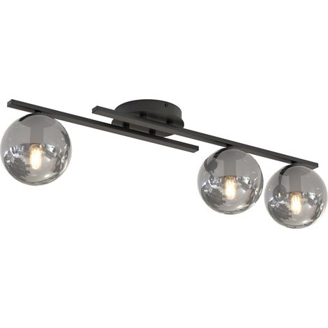 Lampada a Soffitto Kairo, Metallo, Vetro, Nero, 74x19x20 cm