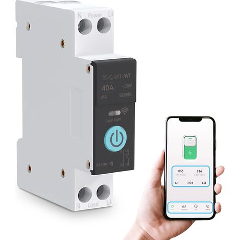 SNQ – Disjoncteur différentiel WIFI intelligent 40A – 3 modes de synchronisation – Télécommande smartphone – Matériau ignifuge PA66