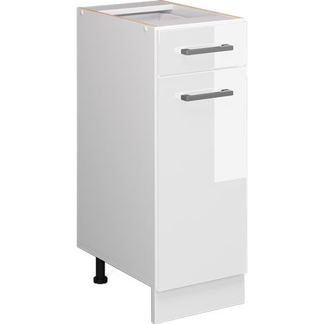 Küchenunterschrank R-Line, Weiß Hochglanz, 30 cm ohne Arbeitsplatte, Vicco