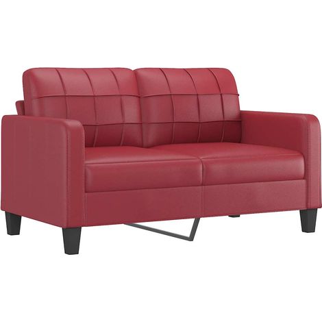 Canapé  Sofa à 2 places Rouge bordeaux 140 cm Similicuir