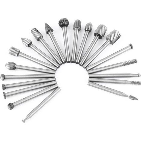 Kit de 20pcs Fraises Rotatives HSS pour Dremel Ponceuse Perceuse Électrique (1/4)