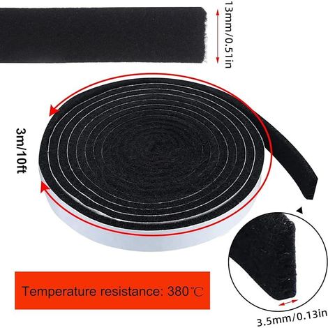 Lot de 2 joints de fumage 1/2" x 1/8" de 3 m (10 pieds) résistants aux hautes températures et ignifugés pour barbecue et fumoirs. (1/5)