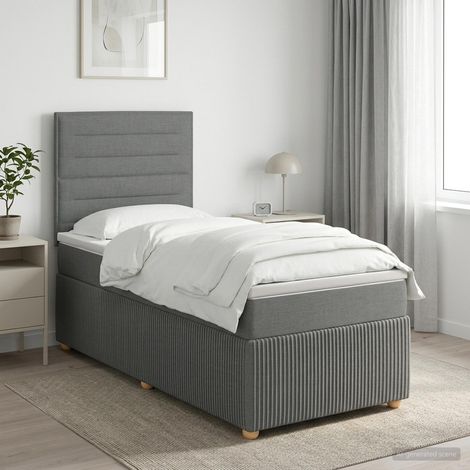 vidaXL Cama de muelles con LED y colchón Gris oscuro 90 x 200 cm Tela (1/5)
