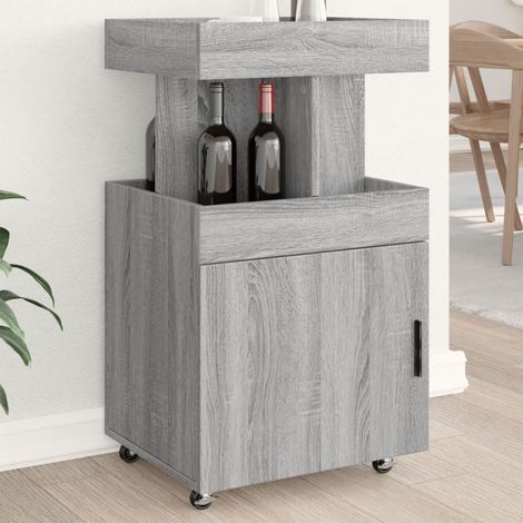 Chariot de bar à roulettes verrouillables en bois d’ingénierie sonoma gris 50 x 41 x 89 cm - PANGIVO (1/5)