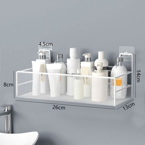 Etagère Murale Sans Perçage - Porte-Shampooing Douche - Panier de Rangement Cuisine Assaisonnement - Support Savon WC - Organisateur Salle de Bains - 1 Pièce (1/5)