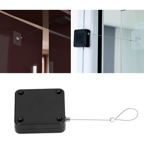 Ferme-porte automatique invisible pour porte coulissante, force de traction de 1200 g, sans perçage, avec amortisseur pour porte coulissante en verre et sangle de traction à ressort pour porte extérie (1/5)