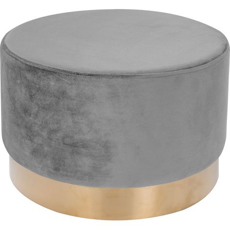 Pouf tondo Nano in velluto rosa con base dorata (1/3)