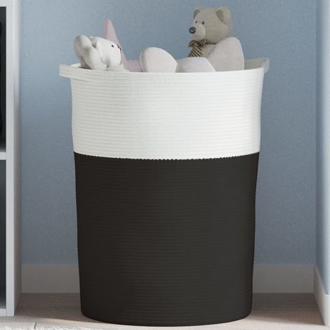 vidaXL Panier de rangement noir et blanc Ø49x65 cm coton (1/5)