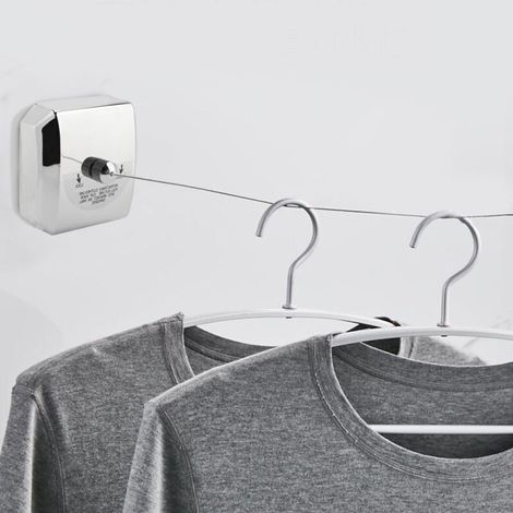 Ulisem Corde à linge rétractable en acier inoxydable carrée - Corde à linge simple pour lessive intérieure (1/3)