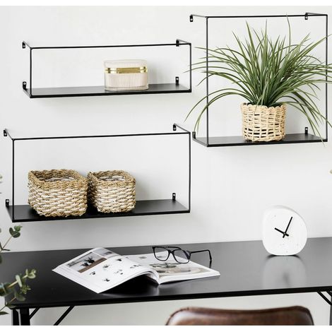 Etagère murale minimaliste en métal noir (lot de 3) TALLINN (1/3)