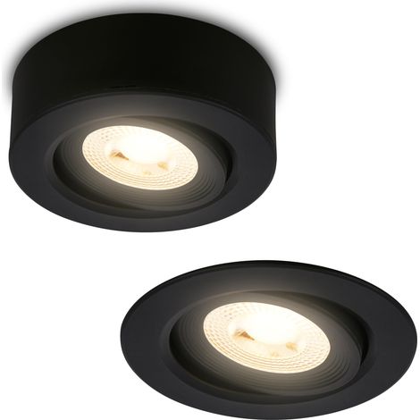 Spot LED 2 en 1 à poser et à encastrer, orientable, à intensité variable, lumière blanc chaud, LED Spot 230V, spot de plafond, luminaire encastré, spot de plafond, 68mm, 90x30mm, noir (1/5)