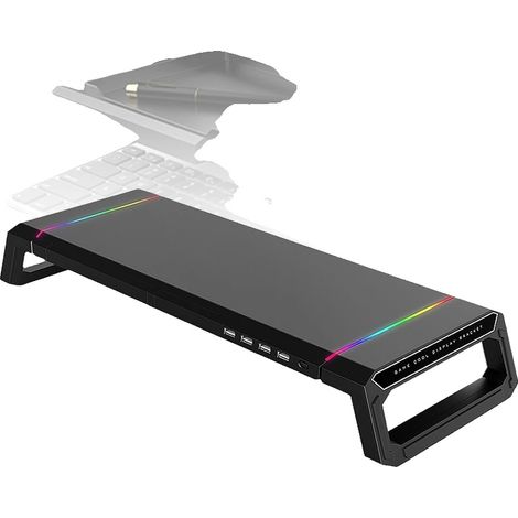 Monitorständer, höhenverstellbar, integrierte Aufbewahrungsbox, schwarz (1/2)