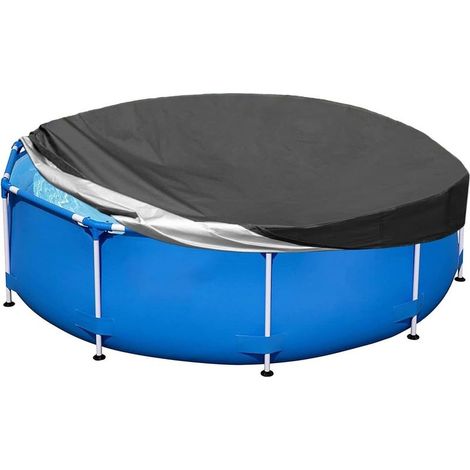 Protective Cover for Swimming Pool, 244cm Round Swimming Pool Cover, Above Ground Swimming Pool Winter Cover, Foldable and Waterproof Swimming Pool Cover, Waterproof and Dustproof (Black) (1/5)