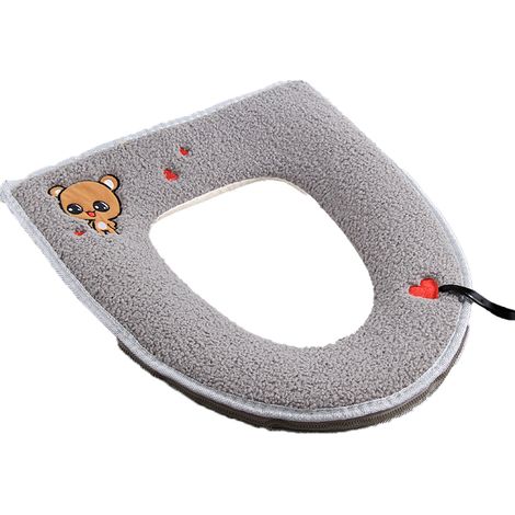 Tapis De Toilette - Housse Douillette En Flanelle Avec Dos Étanche En Mousse Cuir - Pour Siège De Toilette Standard - 1 Pièce (1/5)