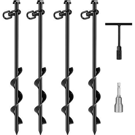 Piquet Ancrage Sol 4 Kits 40cm Acier Spirale Pour Trampoline Tente Abri Jardin (1/5)