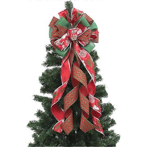 Décoration de sapin de Noël : nœud en lin rouge et noir à carreaux. (1/5)