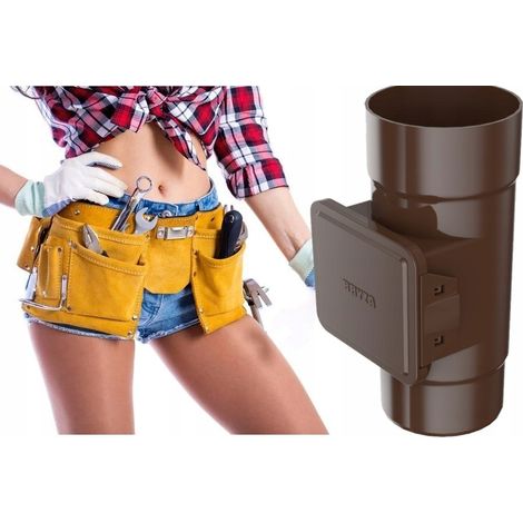 Nettoyeur de gouttières 110 mm - Marron - PVC - Empêche le colmatage - Évacuation efficace de l'eau (1/5)