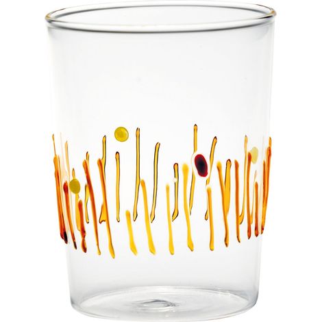 Zafferano Set 4 Bicchieri Tumbler Serie 4 Stagioni in Vetro Borosilicato Lavorato a Mano, Colori Assortiti per Tavola, Resistenti e Funzionali