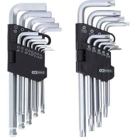 Kstools – Jeu de clés à ergot TX 22 pièces – Acier spécial trempé – Chromé mat – DIN ISO 2936 – Profil hexagonal pour usage intensif