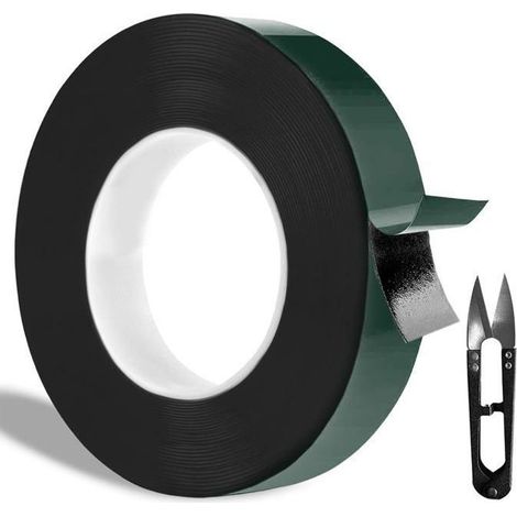 Ruban adhésif double face - - 12 mm x 10 m - Noir - Extra fort - Résistant -30°C/120°C (1/5)