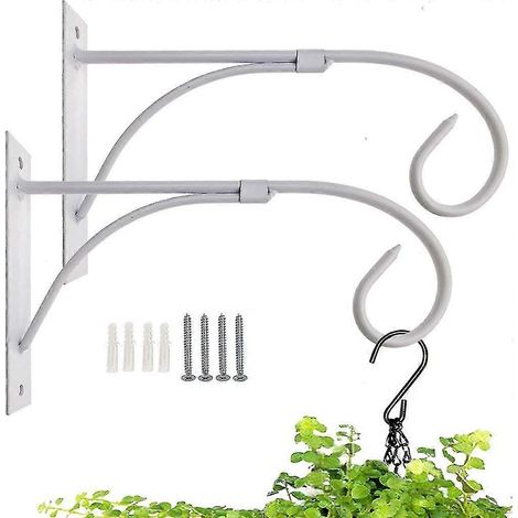 Lot de 2 supports muraux pour plantes suspendues, crochet en métal de 25 cm (10 pouces), pour intérieur et extérieur, idéal pour suspendre plantes, paniers de fleurs, pots, cages à oiseaux, etc. (1/5)