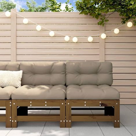 Canapés centraux de jardin 2 pcs marron miel bois de pin solide vidaXL