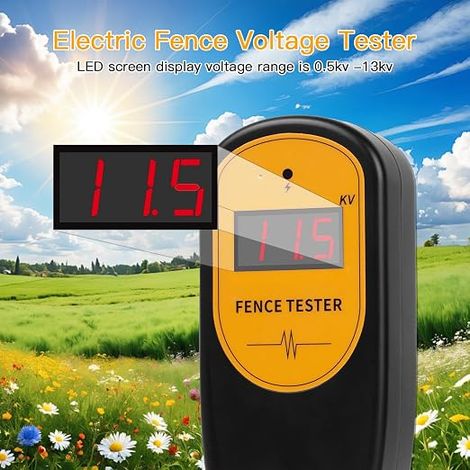 Digital Electric Fence Voltage Tester Fault Detector Pocket Clamp Electric Fence Tester for Farm Electric Fence Voltage Test (1/4)