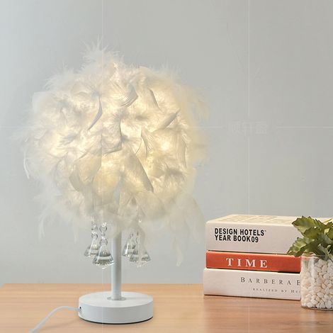 Lampe de table chambre à coucher haut gamme style simple chevet en plumes décorative (1/5)