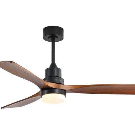 Ventilatore da soffitto da 132 cm con 3 pale in legno massello – Motore DC silenzioso – 6 velocità – Luce LED dimmerabile – Telecomando (1/5)