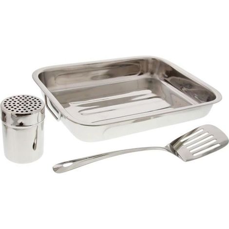 PRADEL EXCELLENCE Plat à lasagnes inox avec spatule et saupoudreur - Acier inoxydable (1/2)