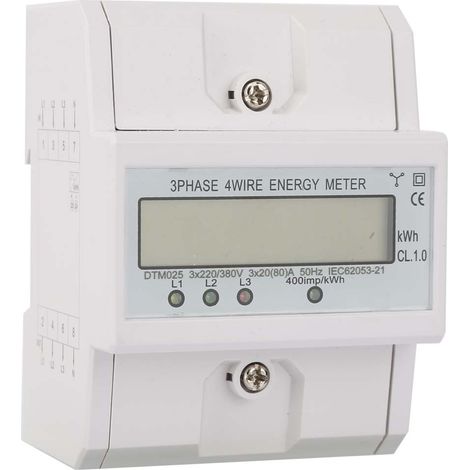 Digitaler Energieverbrauchszähler (220/380 V, 20–80 A), 3-phasig, 4-phasig, kWh-Zähler mit LCD-Anzeige (1/5)