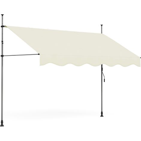 Auvent rétractable manuel sans perçage 300x180cm - hauteur et inclinaison réglable - store banne avec manivelle (1/5)