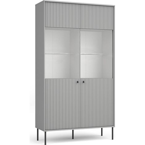 AX LIVING Vitrinen Schrank Irelis 105 cm Grau Schwarz Modern
