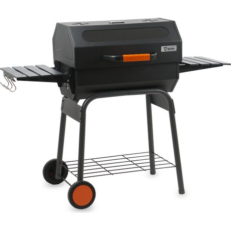 BBQ-Toro Holzkohlegrill mit Thermometer und Sichtfenster, Schwarz, 122 x 60 x 96 cm, BBQ Holzkohle Grillwagen (1/5)