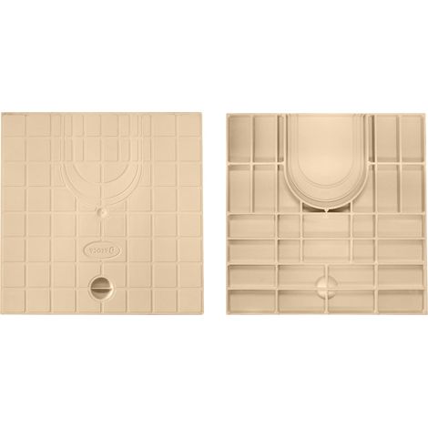 Jardibric – Couvercle de regard prédécoupé pour descente de gouttière – Polypropylène renforcé – Dimensions 28x28 cm pour regards 30x30 cm – Couleur sable