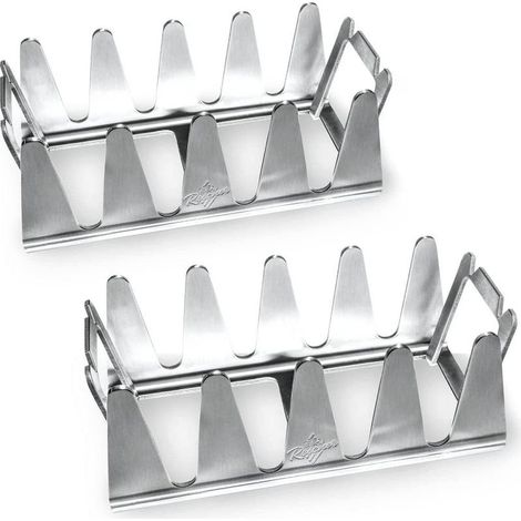 Parrilla multiusos de acero inoxidable (2 unidades), resistente y fácil de limpiar, parrilla independiente con caja de cartón corrugado, rejilla de cocción multiusos de acero inoxidable para pollo. (1/3)