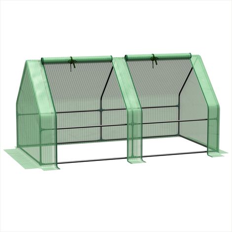 Serre de jardin tunnel 180 x 90 x 90 cm avec 2 fenêtres zippées (1/5)