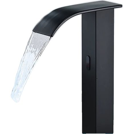 Robinet de lavabo de salle de bain, fonctionnement par capteur intelligent, construction en laiton durable, Noir Grand B (1/2)