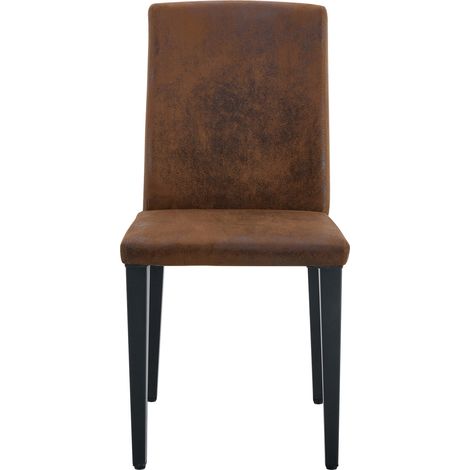 Lot de 4 chaises de salle à manger en tissu brun effet suédine et métal noir, dossier ergonomique, style moderne pour cuisine et salon - CHICFURN (1/5)