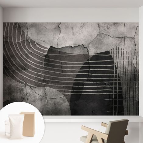 Tapete Vliestapete mit Kleber- abwaschbar - Raumgestaltung  Schlafzimmer Wohnzimmer Tapete Abstrakte Linien 152x104 cm (1/5)