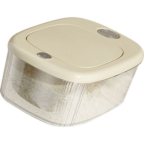 Seau à riz à bouton-poussoir, étanche aux insectes et à l'humidité, de qualité alimentaire, petit format - blanc crème (1/5)