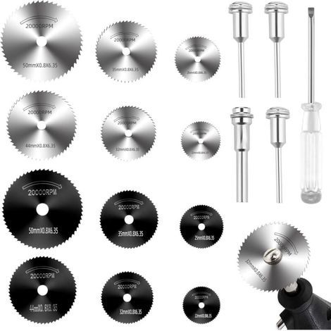 Dischi da taglio da 17 pezzi per accessori Dremel, mini trapano rotativo HSS multifunzionale per Dremel, per tagliare metallo, legno, plastica e metallo (1/4)